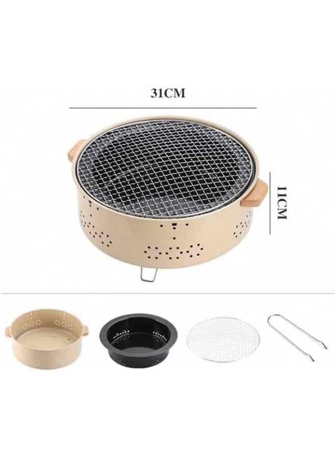 Round Charcoal Grill for Meat, Chicken, Shrimp, Vegetables - Image 2