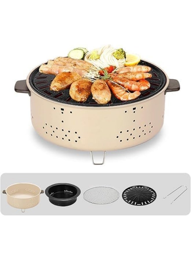 Round Charcoal Grill for Meat, Chicken, Shrimp, Vegetables - Image 1