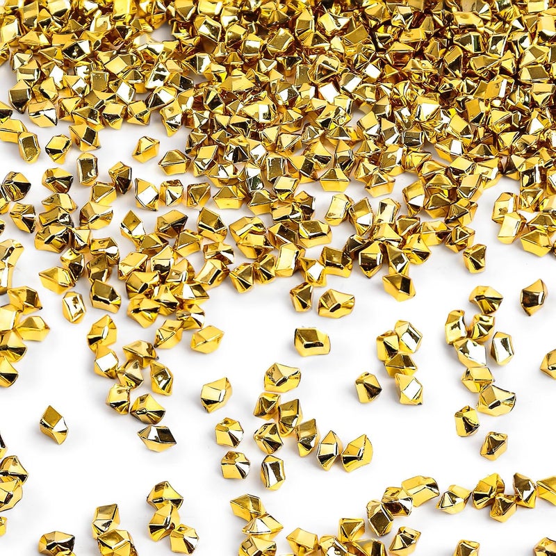 DOMESTAR 5000PCS Gold Fake Ice Rocks, 1LB Acrylic Crushed Ice Rocks Mini Fake Diamonds for DIY Craft Wedding Vase Fillers 0.2" x 0.28" - Image 1