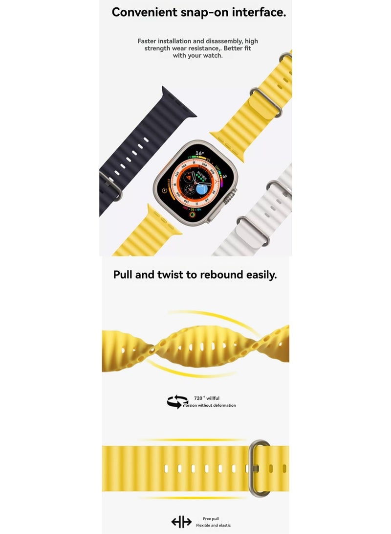 حزام ساعة سيليكون مزدوج الإبزيم متوافق مع سلسلة Iwatch 10/9/8/Ultra، أزرق 38/40/41 مم، مناسب للرجال والنساء - Image 3