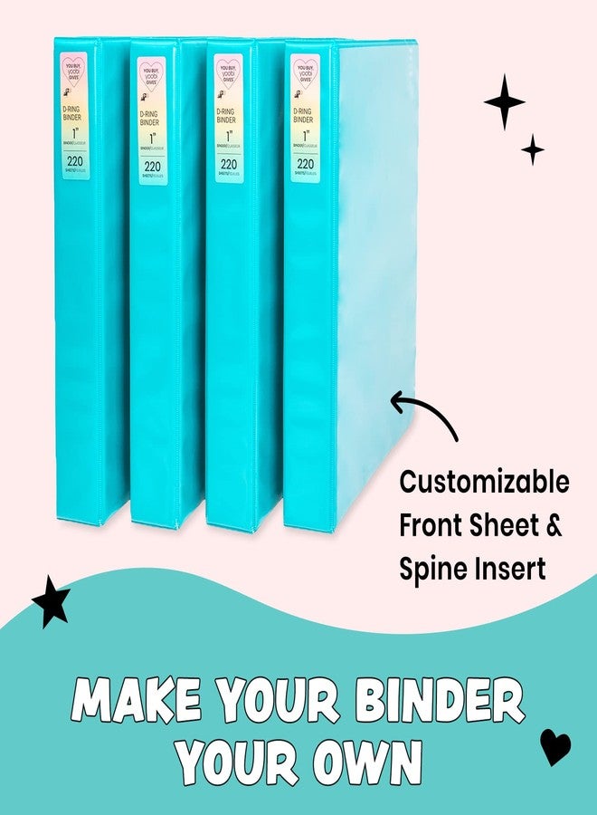 Yoobi 1 Inch Binder Set - 3-Ring Binders with 2 Pockets - Perfect for School or Office - Holds up to 220 Sheets - 4 Pack - Aqua - Image 4