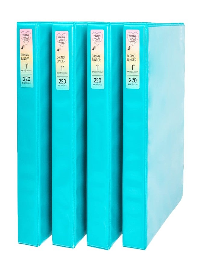 Yoobi 1 Inch Binder Set - 3-Ring Binders with 2 Pockets - Perfect for School or Office - Holds up to 220 Sheets - 4 Pack - Aqua - Image 1