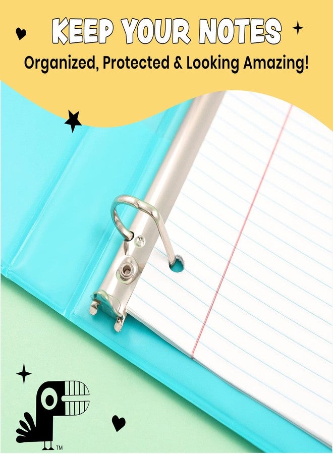 Yoobi 1 Inch Binder Set - 3-Ring Binders with 2 Pockets - Perfect for School or Office - Holds up to 220 Sheets - 4 Pack - Aqua - Image 3