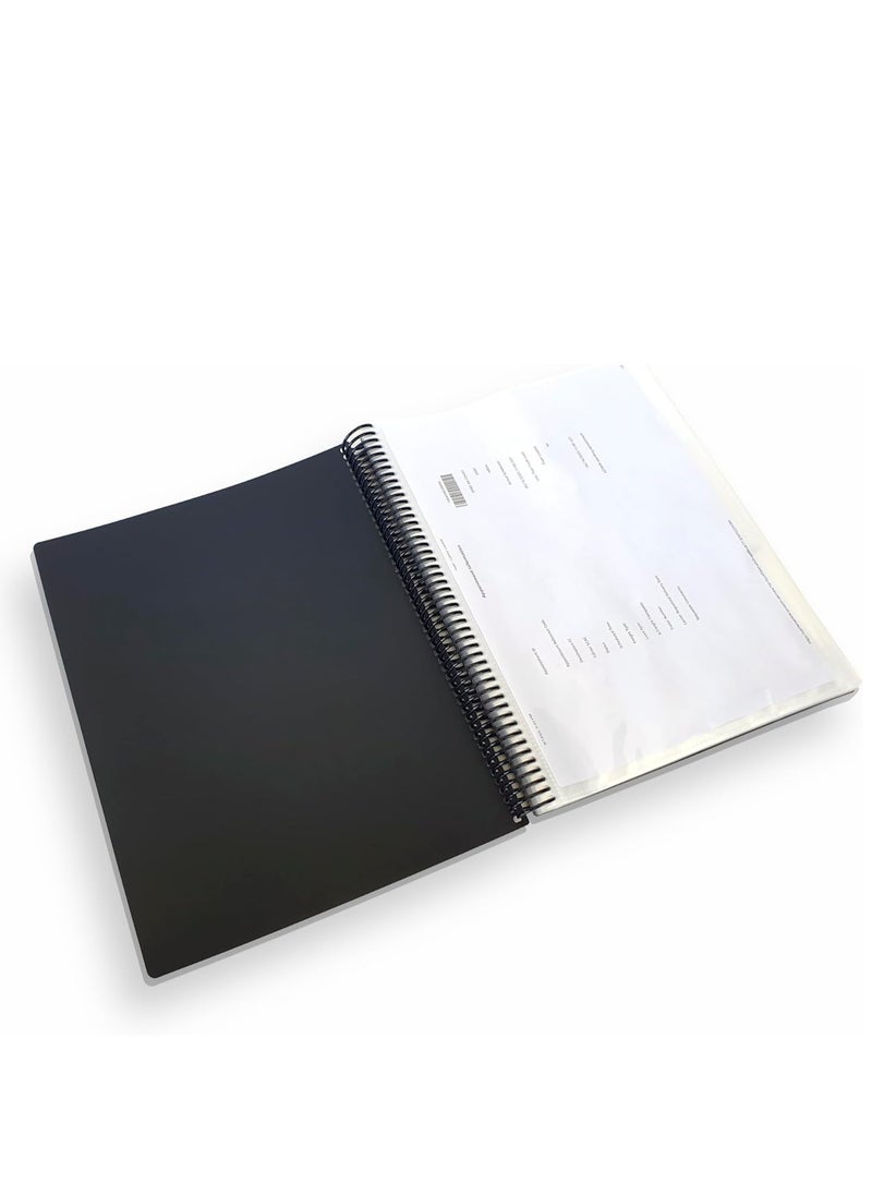 Maxi Maxi Spiral Display Book 20 Pocket Black, Clear Pockets Book File Folder Document Presentation Organizer for Portfolio Music Artwork Display for School Business Office  - Image 3
