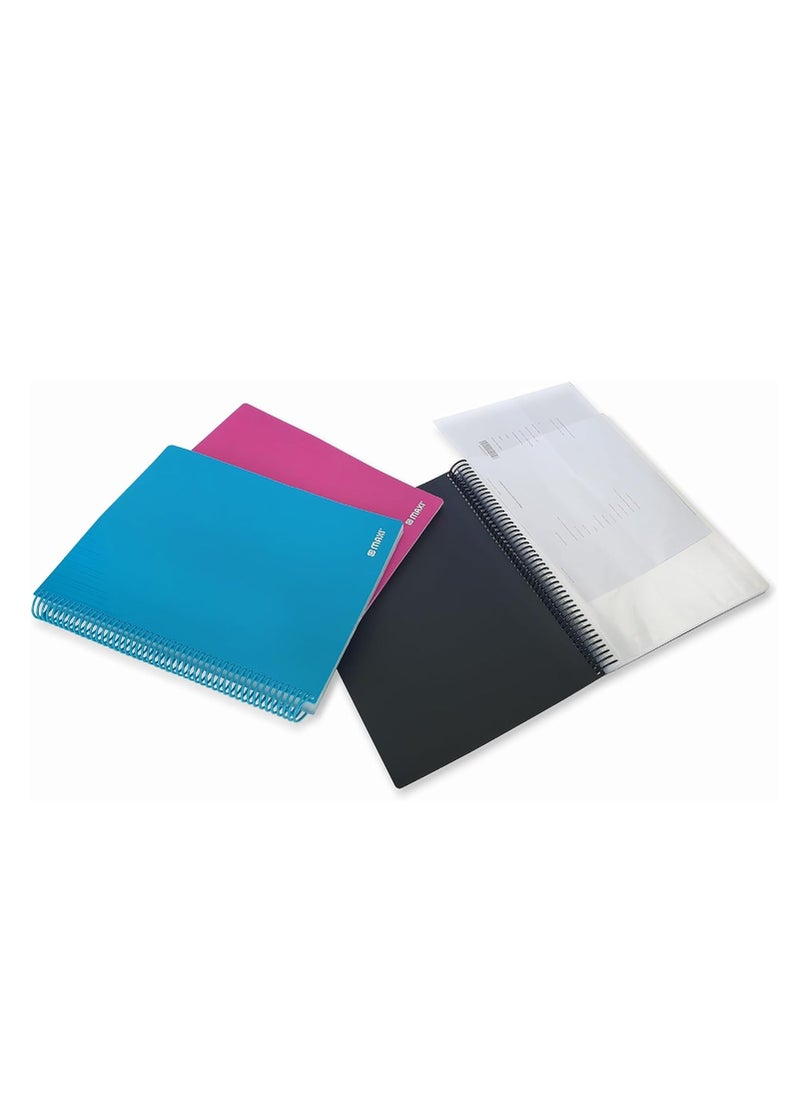 Maxi Maxi Spiral Display Book 20 Pocket Black, Clear Pockets Book File Folder Document Presentation Organizer for Portfolio Music Artwork Display for School Business Office  - Image 5