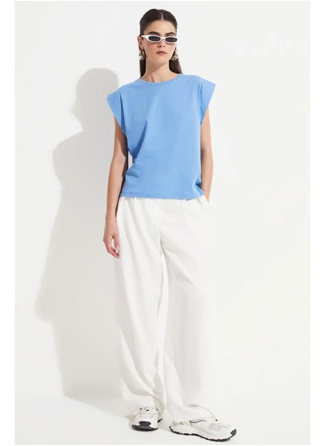 جون June Basic Cotton Crew Neck Sleeveless T-Shirt