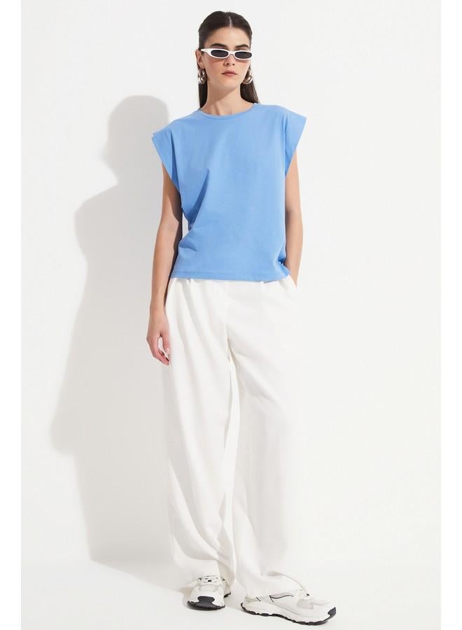 جون تيشيرت قطن أساسي بدون أكمام بياقة دائرية - Image 1