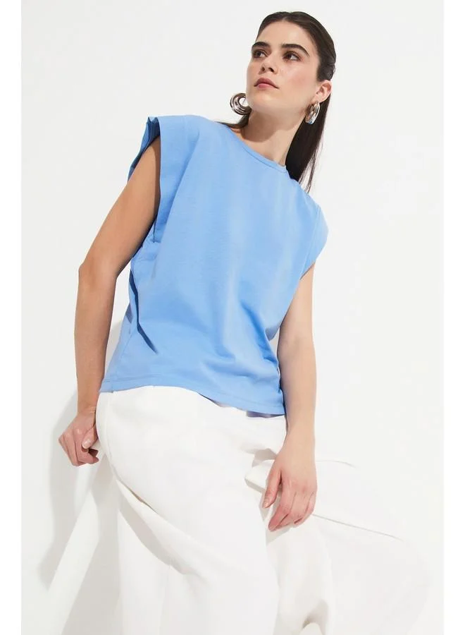 JUNE June Basic Cotton Crew Neck Sleeveless T-Shirt
