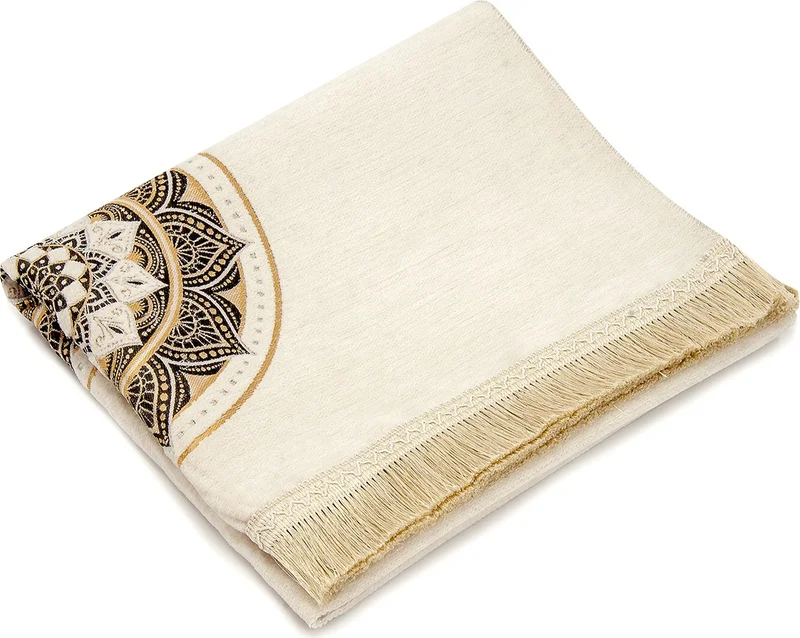 İhvan Online Kaaba Patterned Ultra Plus Cream Chenille Prayer Rug 11