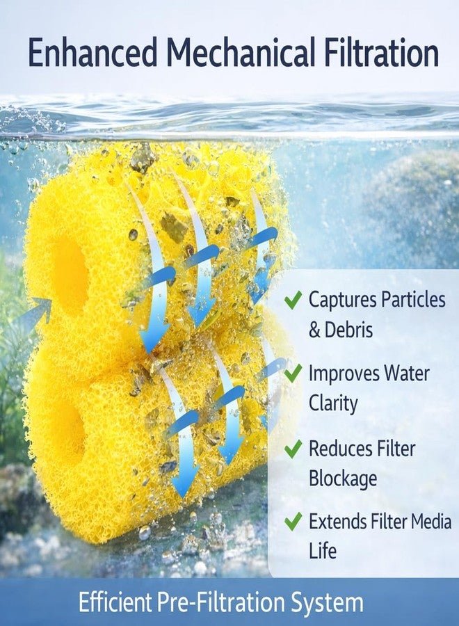 VAYINATO® 5 Pcs Aquarium Filter Spare Yellow Sponge (7×6×7 cm) | High Density Pre-Filter Foam | Reusable & Safe for Freshwater & Saltwater Tanks - Image 2