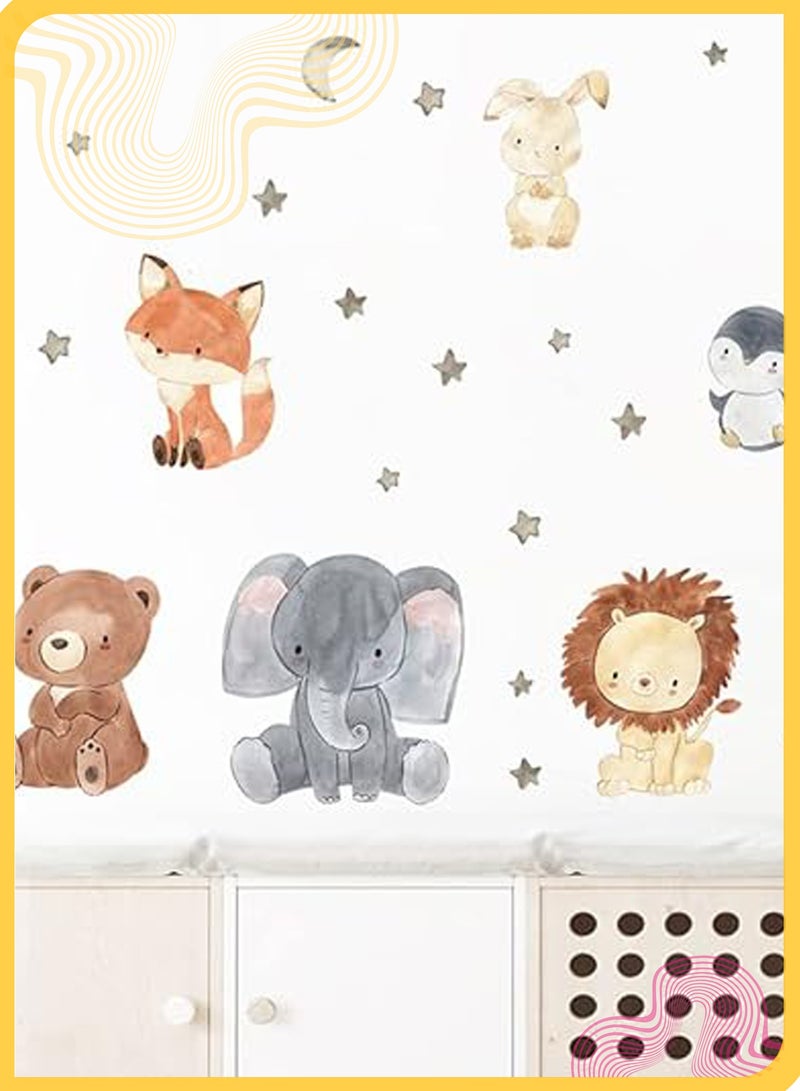 She&Little Jungle Animals Wall Decals, Monkey Lion Tiger Wall Stickers with Tree and Plants, Peel and Stick Removable Nursery Wall Decor for Kids Room, Baby Bedroom, Living Room (Animal) - Image 2