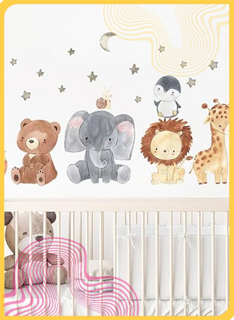 She&Little Jungle Animals Wall Decals, Monkey Lion Tiger Wall Stickers with Tree and Plants, Peel and Stick Removable Nursery Wall Decor for Kids Room, Baby Bedroom, Living Room (Animal) - Image 3
