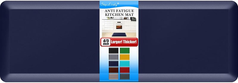 StepLively 4/5 Inch Thick Kitchen Mat - Cushioned Anti Fatigue Mats for Kitchen Floor - Easy to Clean, Waterproof, Non-Slip Kitchen Rug for Sink, Office, Kitchen (24''x70'' Blue) - Image 1