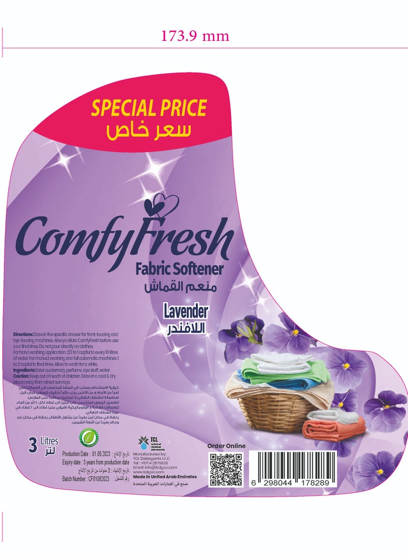 TCL Comfy Fresh, Perfumed Fabric Softener Lavender 3LT - Image 2