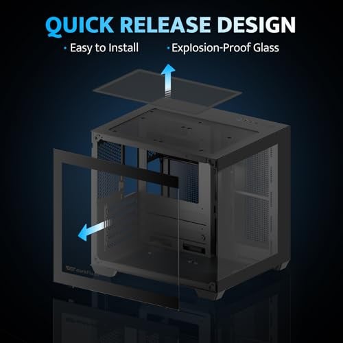darkFlash ITX PC Case PreInstall 3 PWM ARGB Fans Computer Case Full View Dual Tempered Glass ITX Case Mini Size Supports 240mm AIOC275P Black - Image 3