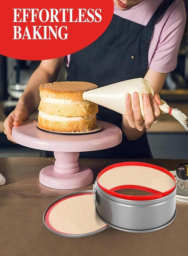 WOWITIS 2 Packs Silicone Baking Mat for Springform Pan 9",Reusable Baking Mat Prevent Cake from Sticking to Bottom & Side,Food Safe Non-Stick Silicone Mat for Baking Easy Clean Oven Baking Sheet for Cake Pan - Image 2