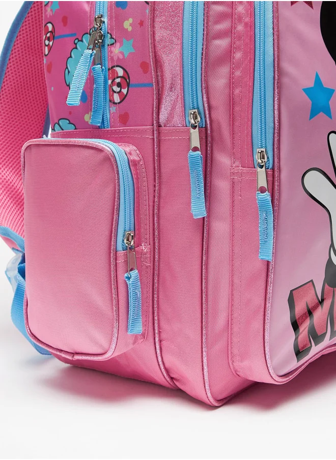 Disney Minnie Mouse Print Backpack with Adjustable Shoulder Straps - 46x34x23 cms