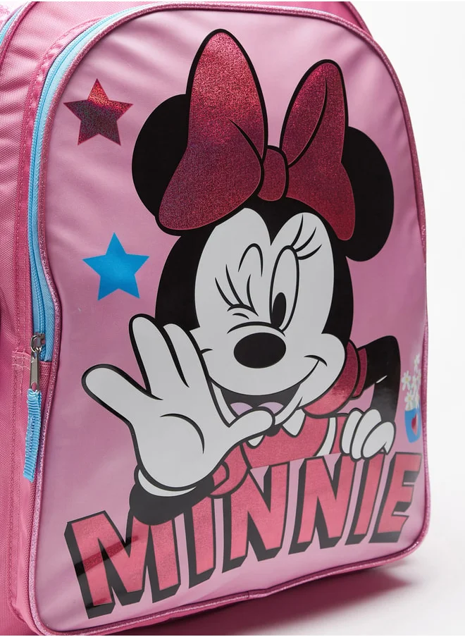 Disney Minnie Mouse Print Backpack with Adjustable Shoulder Straps - 46x34x23 cms