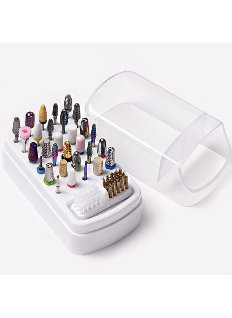 minkissy minkissy Round Nail Drill Bits Holder with Nail Drill Bits Brush, 30 Holes Nail Drill Bits Stand Displayer Organizer (Not Include Nail Drill Bits) 