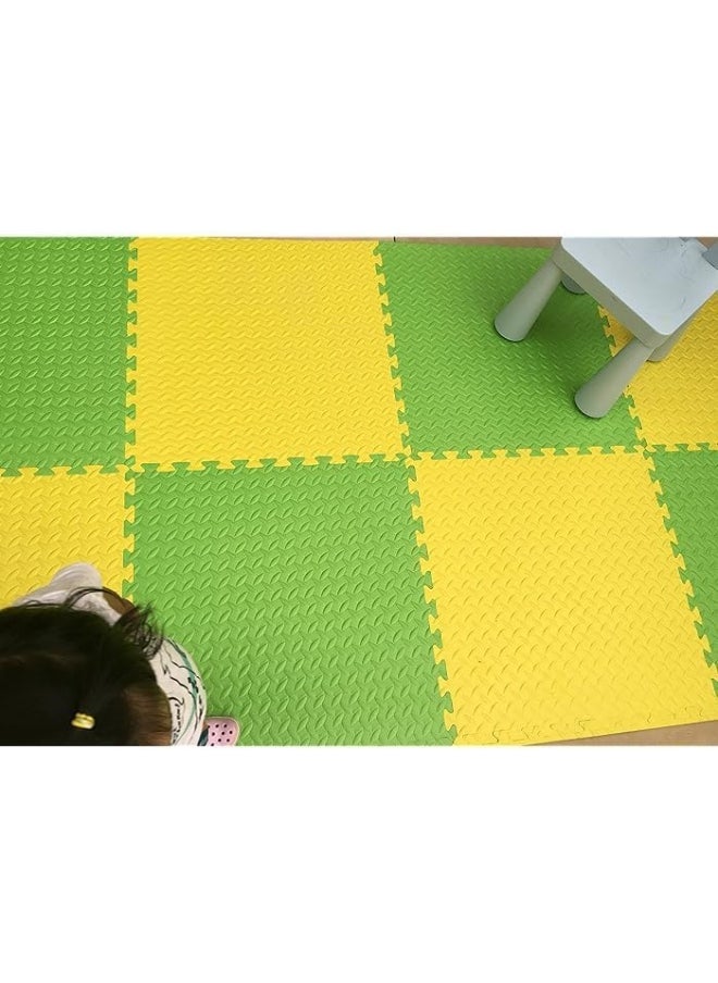 Rainbow Toys - RBW TOYS Interlock Foam Floor Mat 100cmx100cmx20mm Green/Yellow Double Color Plain Exercise Puzzle Mat for kids Activity - Image 1