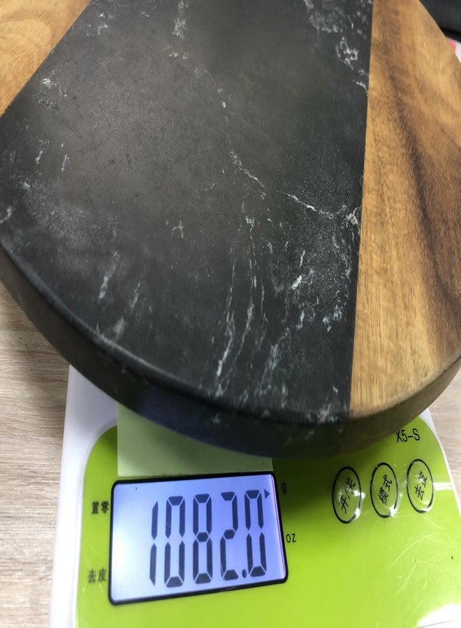 Tsnamay لوح تقطيع دائري من الرخام الأسود وخشب الأكاسيا من تسناماي، مقاس 9.84 بوصة، لوح تقطيع خشبي دائري مصنوع يدويًا، رخام أسود - Image 5