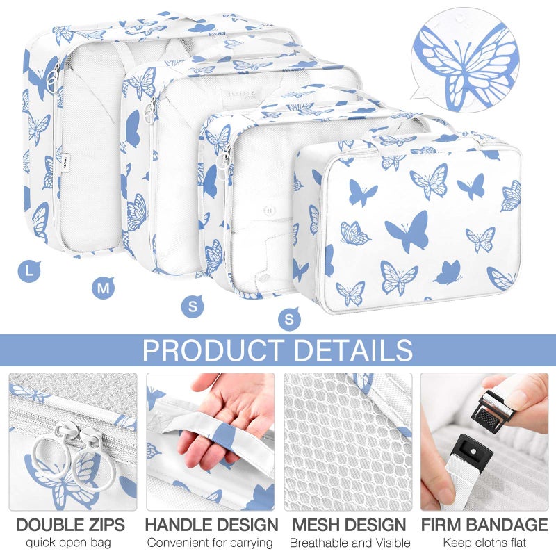KPX 8 Set Packing Cubes for Travel, Luggage Packing Organizers Accessories Large Toiletries Bag for Clothes Shoes Cosmetics (8Set-Butterfly) - Image 3