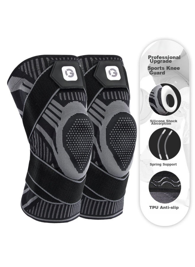 Gingpai Sport Sports Knee Brace, Professional Basketball Running Knee Protector, Meniscus Injury Protection Sleeve, Strap, Joint Support, Large Size, Hiking, For Men - Image 1