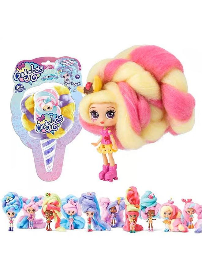 Candylocks Suger Style Doll, Cotton Candy Girl DIY Braided Doll Family Girl Doll Toy - Image 1