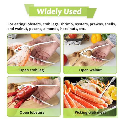 Vicsamer 9 PCS Lobster Crackers and Picks Set, Stainless Steel Crab Leg Tools, including 3 Lobster Cracker and 6 Forks, Heavy Duty Shellfish Nut Cracker Set, Seafood Tools for King Crab Legs Shellfish Claw - Image 4