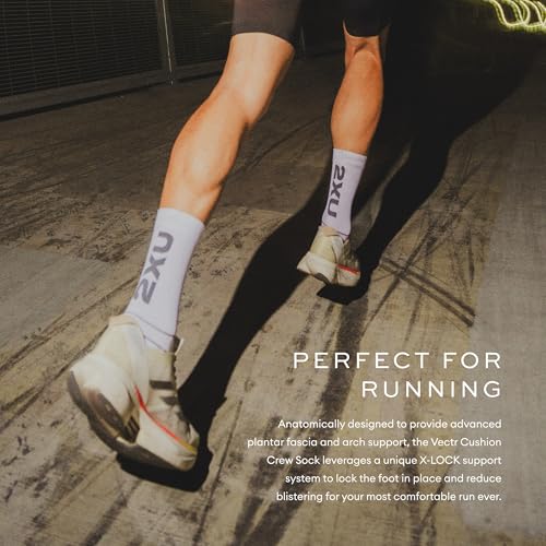 2XU Unisex Vectr Cushion Crew Socks - Sports Performance Socks - White/Grey - Size Large (Men's Size 9-12, Women's Size 10-13.5) - Image 2