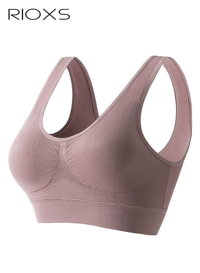 ريوكس ملابس داخلية نسائية بمقاسات كبيرة حمالة صدر رياضية مزدوجة الحمالات للنساء سترة دعم عالية الكثافة ممتصة للصدمات بدون أسلاك قميص للجري واللياقة البدنية، أرجواني - Image 1