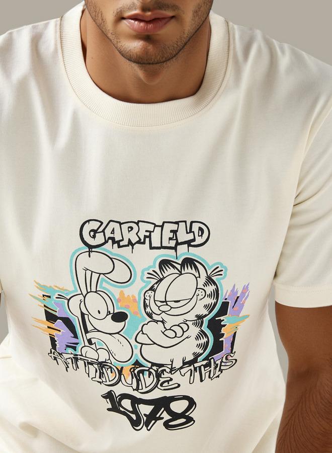SP Characters Garfield Print Crew Neck T shirt with Short Sleeves - Image 4
