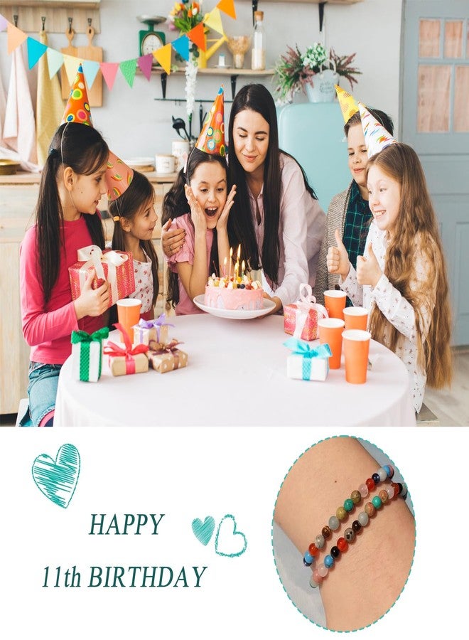 Sfoni 11th Birthday Gifts for Her, Small Natural Stone Beaded Bracelet Adjustable Heart Charm Bracelet for Daughter Granddaughter Sister Niece Friend on Birthday Graduation with Message Card Gift Box - Image 5
