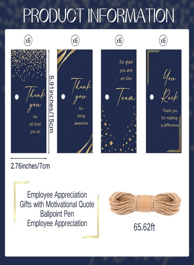 Qilery 24 Set Employee Appreciation Pens Gift Black Ink Metal Inspirational Ballpoint Pen with Stylus Tip Colorful Motivational Quote with Thank You Card Rope for Coworker Social Worker Women Teacher - Image 3
