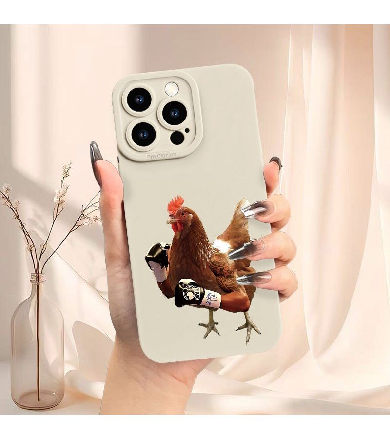 Black UV Printed Phone Case For iPhone 11 Pro Summer Couple Fighting Chicken Duck Design - Image 5
