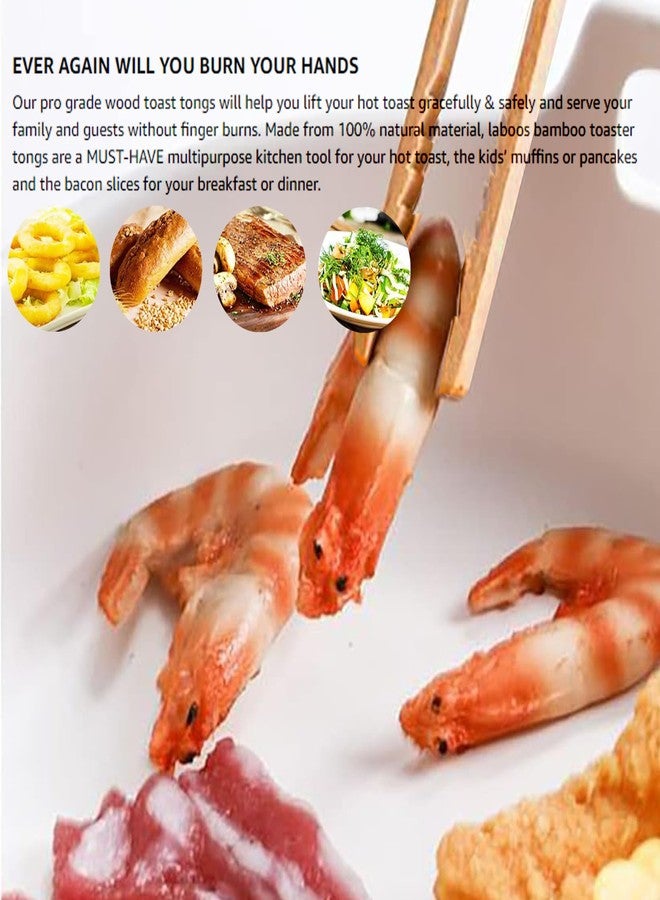 ReNext Bamboo Toast Tongs Wooden Toaster Kitchen Tongs Fruit Clip for Toast Fruits Bread Pickles - Image 4