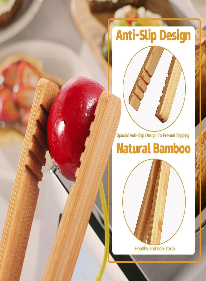ReNext Bamboo Toast Tongs Wooden Toaster Kitchen Tongs Fruit Clip for Toast Fruits Bread Pickles - Image 3