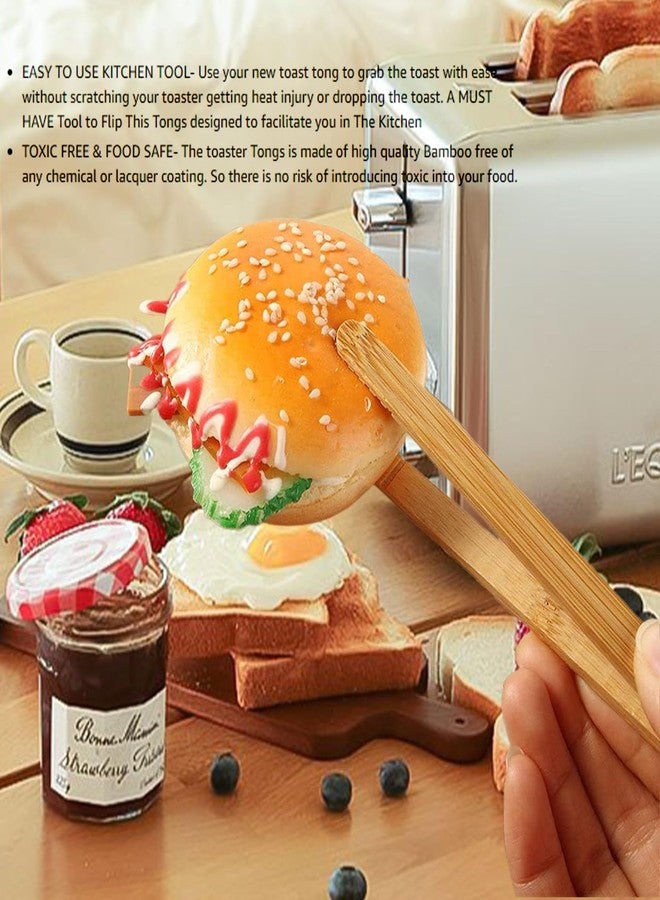 ReNext Bamboo Toast Tongs Wooden Toaster Kitchen Tongs Fruit Clip for Toast Fruits Bread Pickles - Image 5