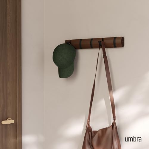 Umbra Flip Wall-Mounted Coat Rack Rail Hook for Hats, Jackets, Bags and More – Modern, Space-Saving Storage Organizer for Entryway, Mudroom, Closet, Bathroom, Bedroom, Kids Room, or Nursery, 5 Hooks, - Image 2