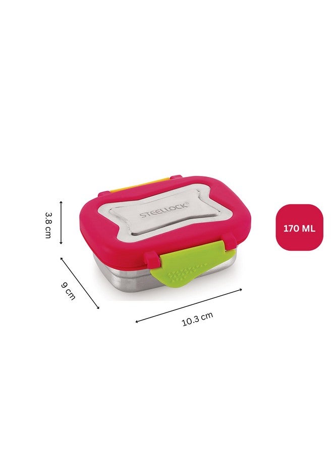 STEELLOCK Smart Stainless Steel Tiffin Lunch Box 2pc Set for Kids and Adults - Airtight Leakproof Rectangle Containers with Steel Lids - Juliet 170ml - School & Office - Image 5