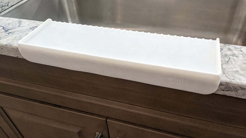 SiliProducts SiliSink Silicone Sink Edge Guard for Kitchen Sink - Fits 3.75” - 4” Wide - The Original Silicone Edge Protector with Sponge Caddy, 14” White - Image 5