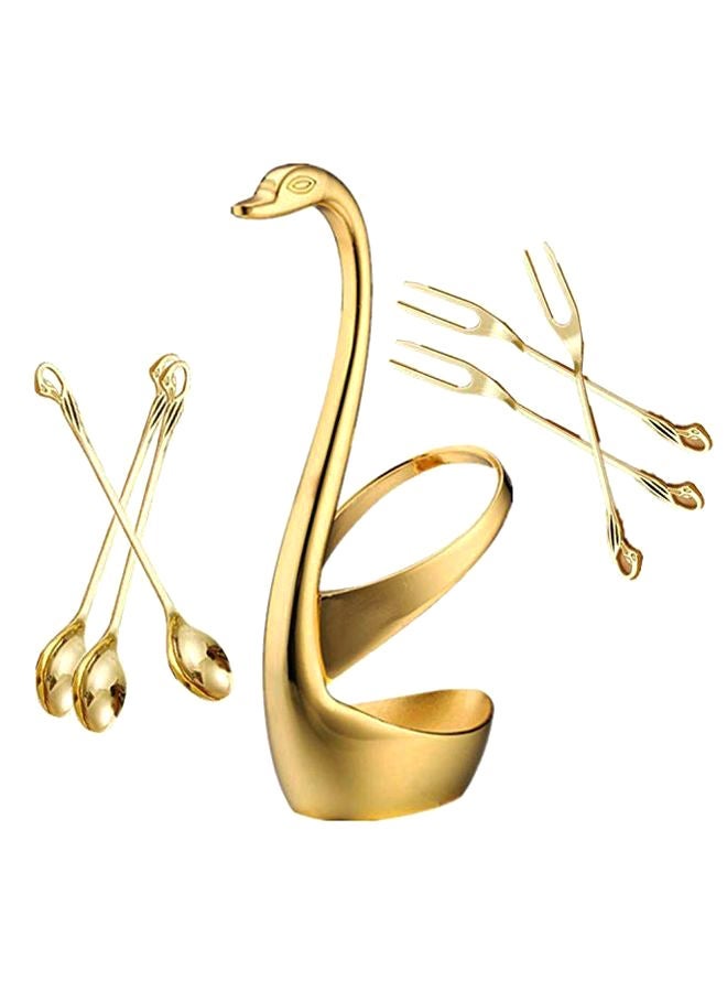 NIBEMINENT 7-Piece Swan Base Dinnerware Set Gold 5 x 15.5centimeter - Image 2