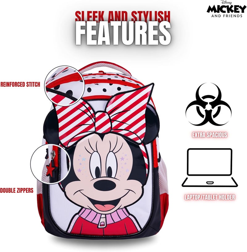 ترو كير حقيبة مدرسية للأطفال من ديزني ميني ماوس مقاس 16 بوصة - حقيبة ظهر مريحة وخفيفة الوزن ومتينة للطلاب من سن 6 سنوات فما فوق - مثالية للسفر والمدرسة، للبنات - Image 4