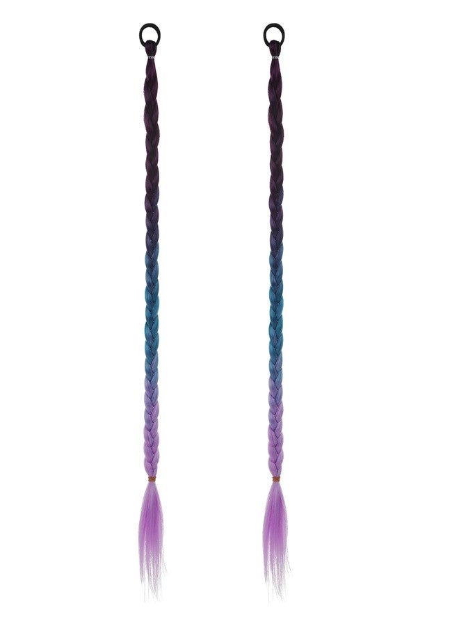 BXT 1 Pair Braiding Hair Extensions Wig 70cm Ponytail Hairpiece Synthetic Gradient Braid Extensions for Women Festival Cosplay (Purple Blue) - Image 5