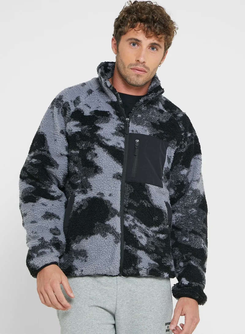 BRAVE SOUL Tie Dye Borg Jacket