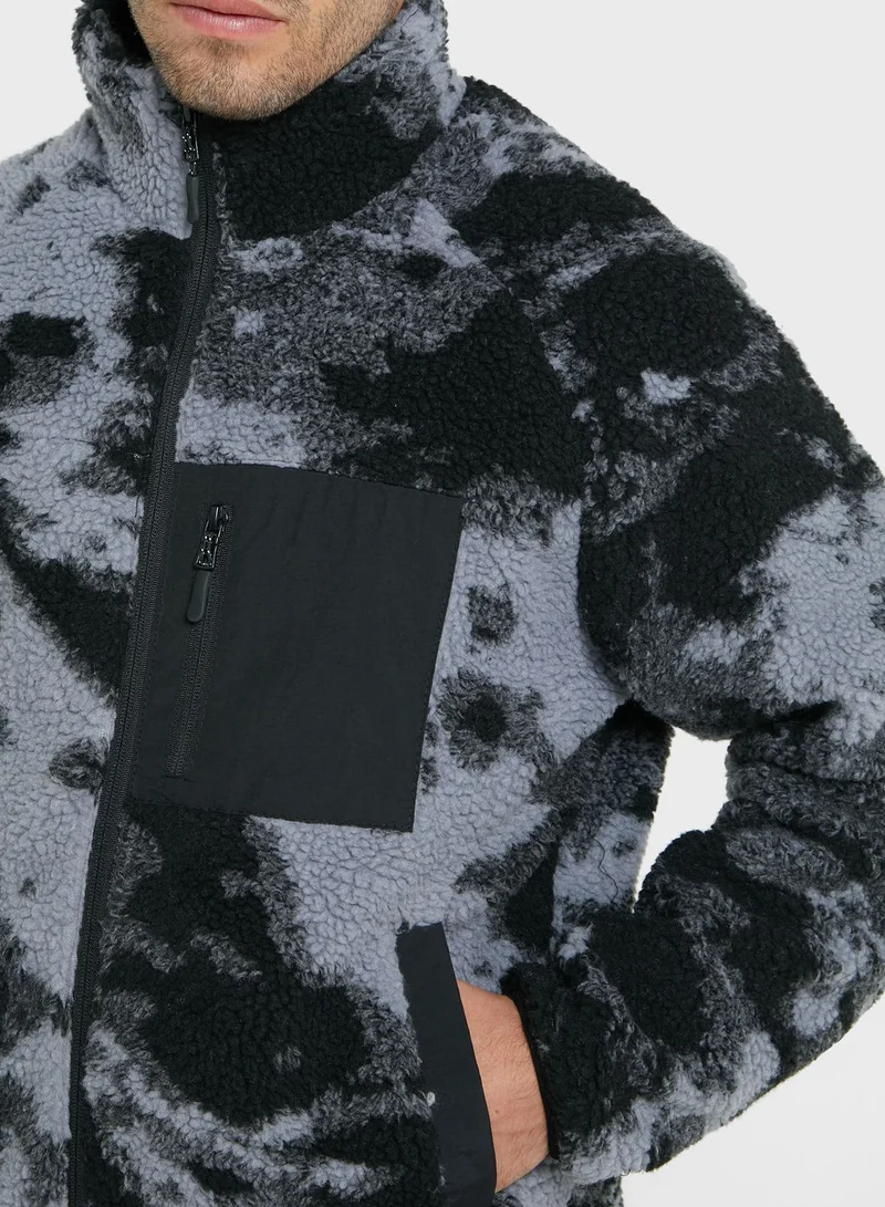 BRAVE SOUL Tie Dye Borg Jacket