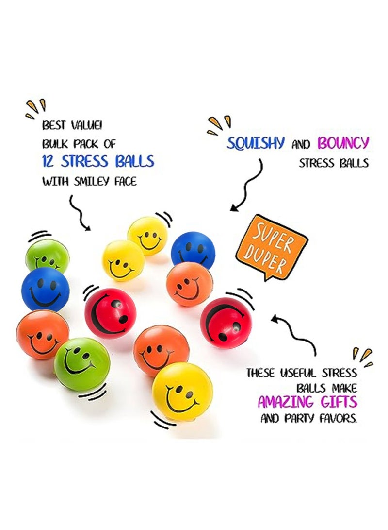 Neon Smile Stress Balls for Adults and Kids - Foam Squeeze Balls for Stress Alleviation, Relaxation and Fun - Pack of 12 Happy Face 2.5-Inch Stress Balls - Ideal for Parties, Therapy, and Toys - Image 3