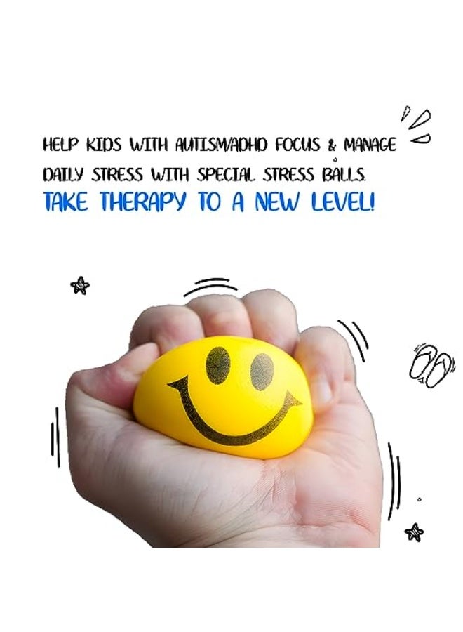 Neon Smile Stress Balls for Adults and Kids - Foam Squeeze Balls for Stress Alleviation, Relaxation and Fun - Pack of 12 Happy Face 2.5-Inch Stress Balls - Ideal for Parties, Therapy, and Toys - Image 5