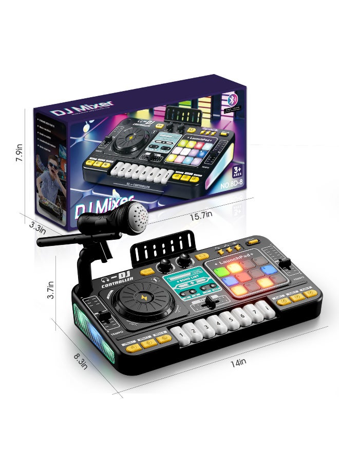 TFiOXL Kids DJ Mixer Controller Table Musical Toy Electronic Bluetooth Toy with LED Lights Sound Effect Microphone Piano DJ Board Key Musical Instruments Birthday Gift Toys for 3+ Year Old Boy Girl - Image 2