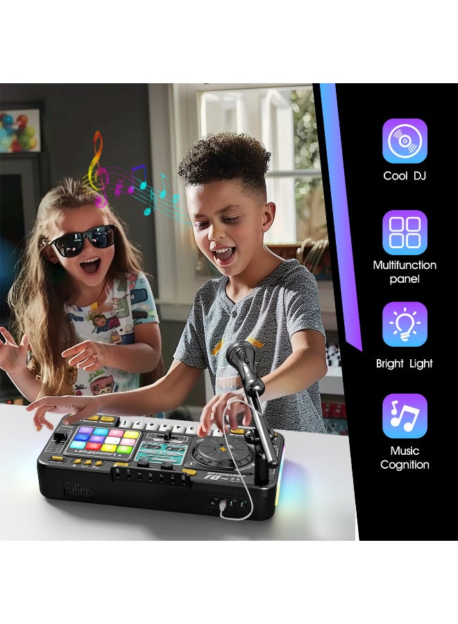 TFiOXL Kids DJ Mixer Controller Table Musical Toy Electronic Bluetooth Toy with LED Lights Sound Effect Microphone Piano DJ Board Key Musical Instruments Birthday Gift Toys for 3+ Year Old Boy Girl - Image 5